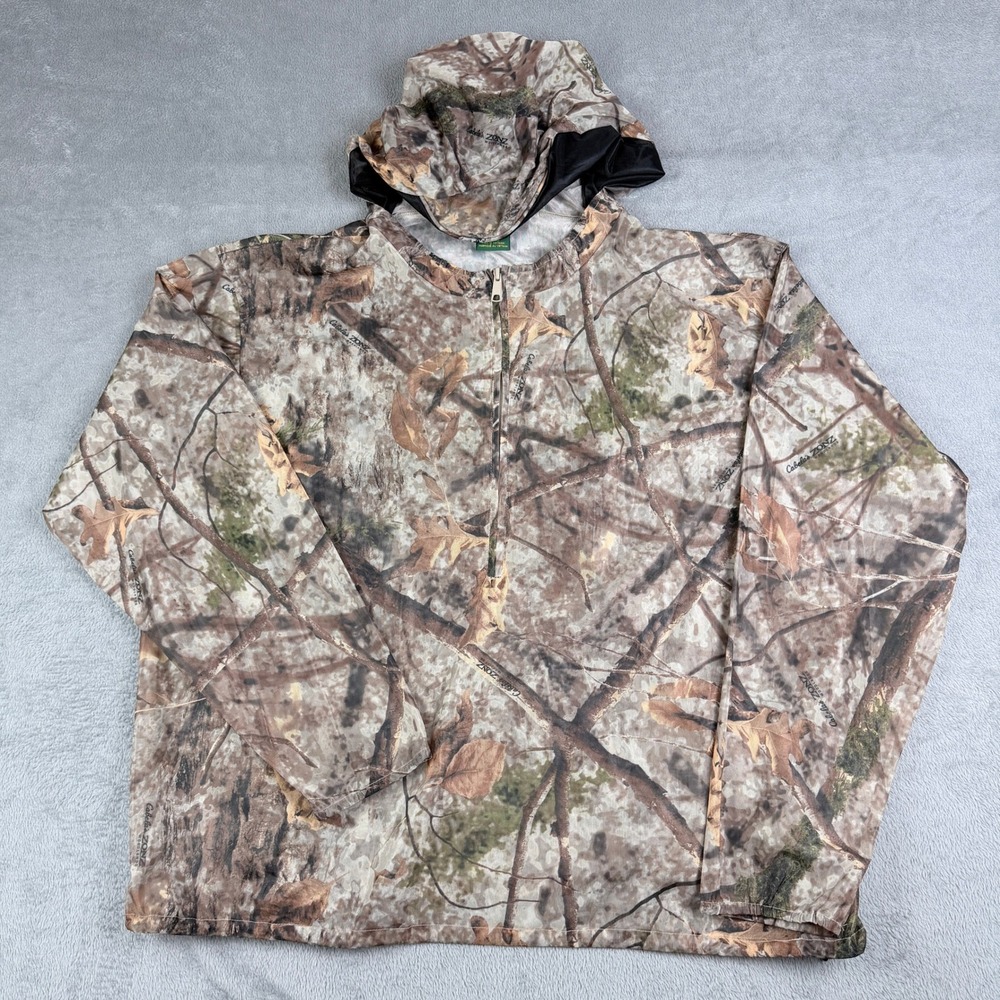 Cabelas Zone Woodlands Camo Bug Suit Mesh Pullover Mens XL JK312PT327
